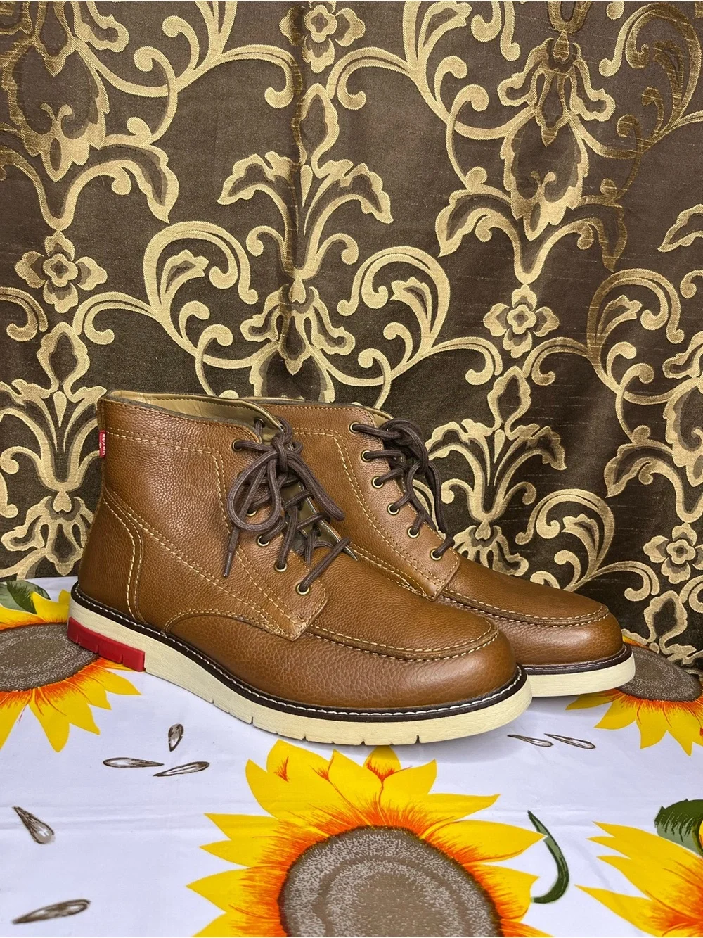 Levi’s Men's Brown Leather Moc Toe Lace-Up Boots